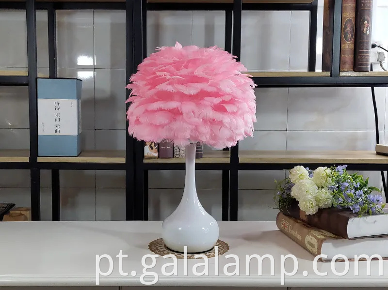 Lâmpada de mesa de penas, nórdico ins, decoração quente, bricolage